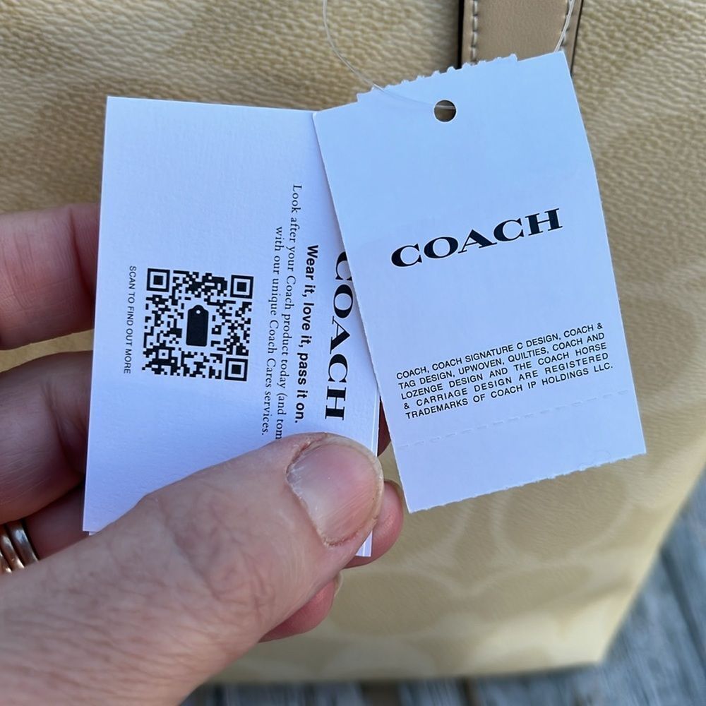 Coach City Tote In Signature Canvas Butter Yellow Shoulder Bag Purse - Picture 7 of 8